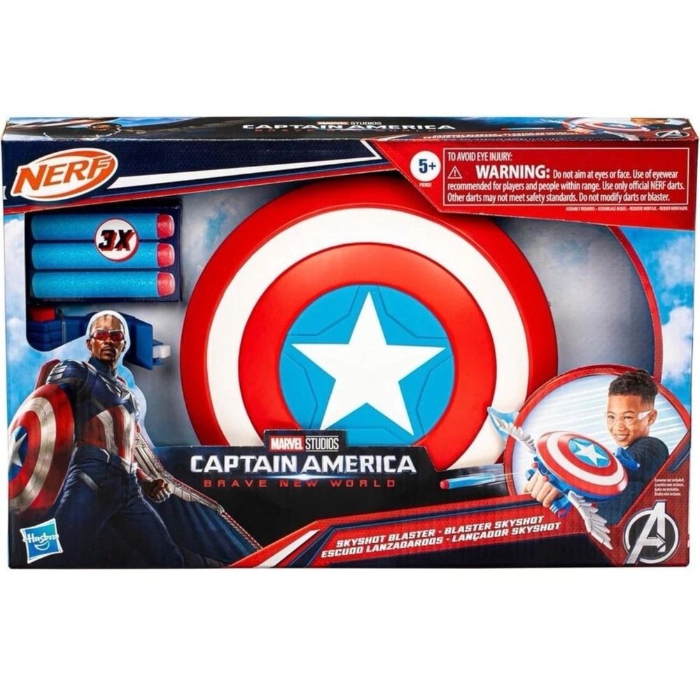 Marvel Captain America Brave New World NERF Skyshot Blaster Hasbro NIB